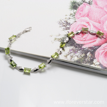 Natural Peridot 925 Sterling Silver New Gold Bracelet